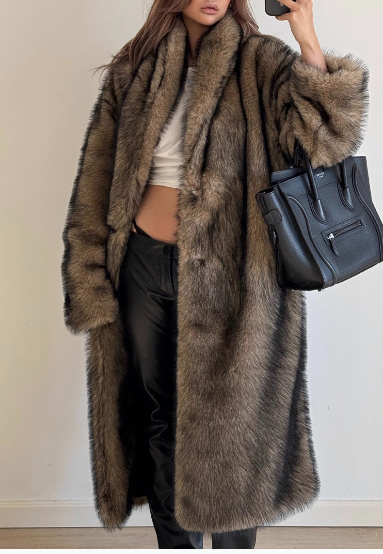 Women's Environmental Protection Wool Imitation Fur Overcoat Coats