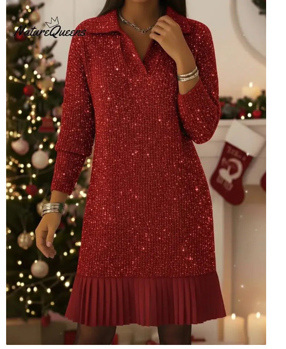 Autumn Casual Long-sleeved Collar Dress Broken Dresses