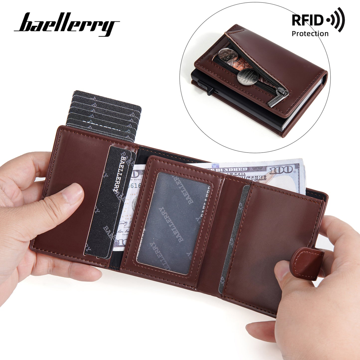 Men's Side Push Pinball Cassette Zipper Card Holder