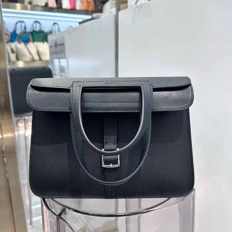 Genuine Leather Saddle Vachette Clasp Portable Handbags