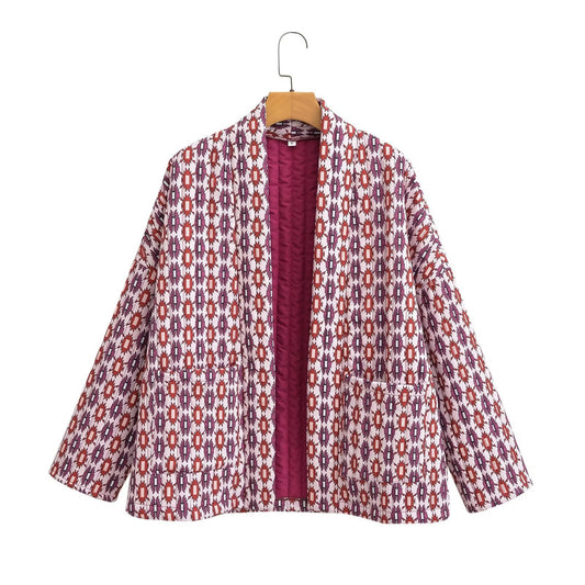 Women's Ethnic Style Quilted Cotton Printing Thin Coats