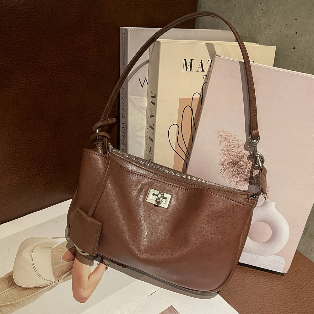 Women's Calfskin Underarm Genuine Leather Retro Fashion Armpit Bags