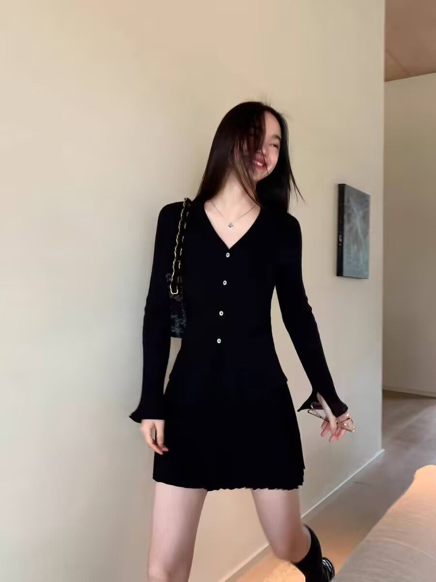 Classic Style Graceful Pleated Knitting Spring Sweaters