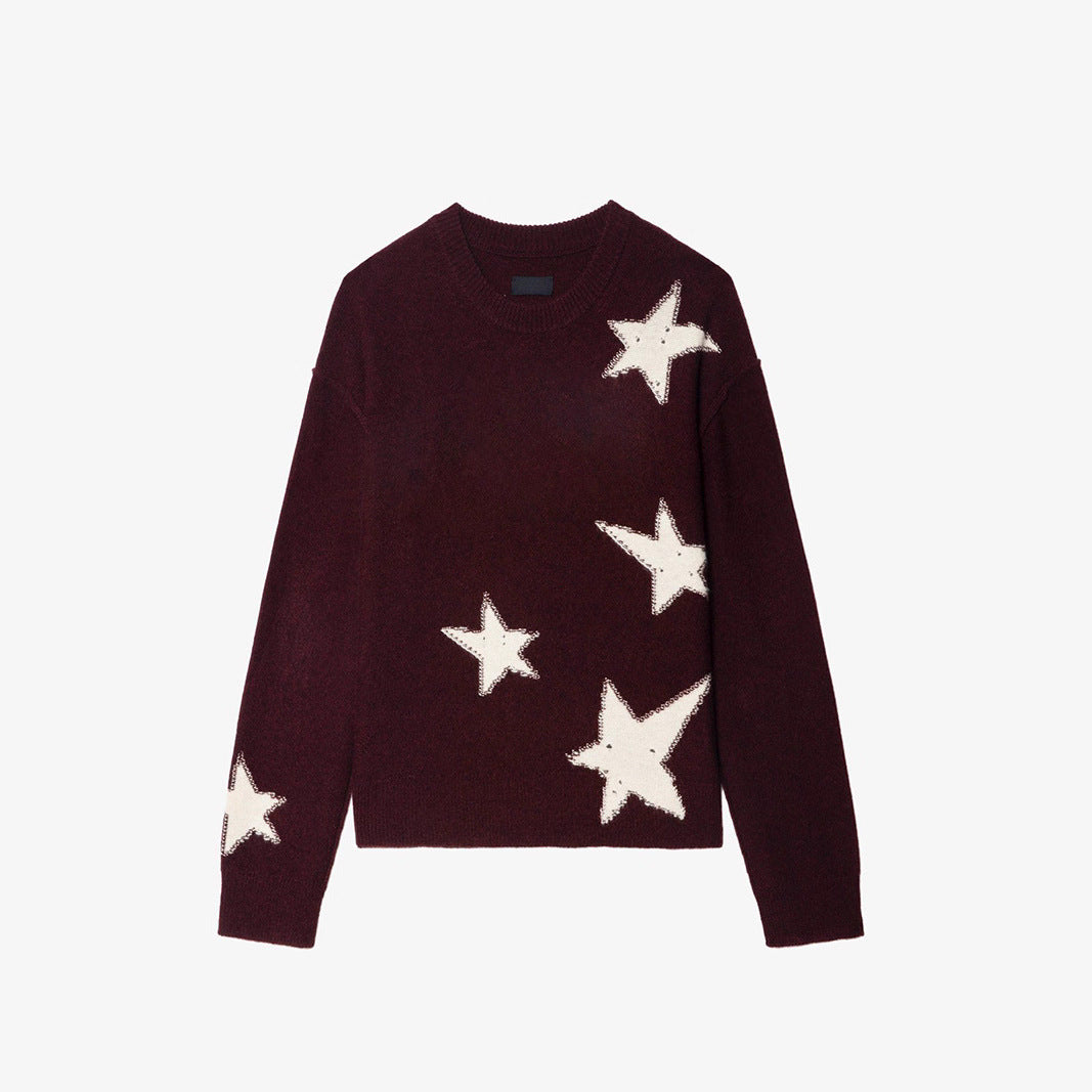 Women's French Niche Handmade Contrast Color Cashmere Sweaters