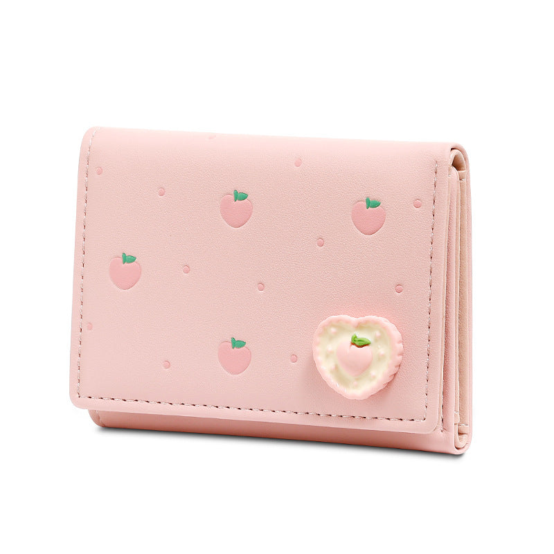 Women's Fresh Short Three Fold Love Fruit Ladies Wallets