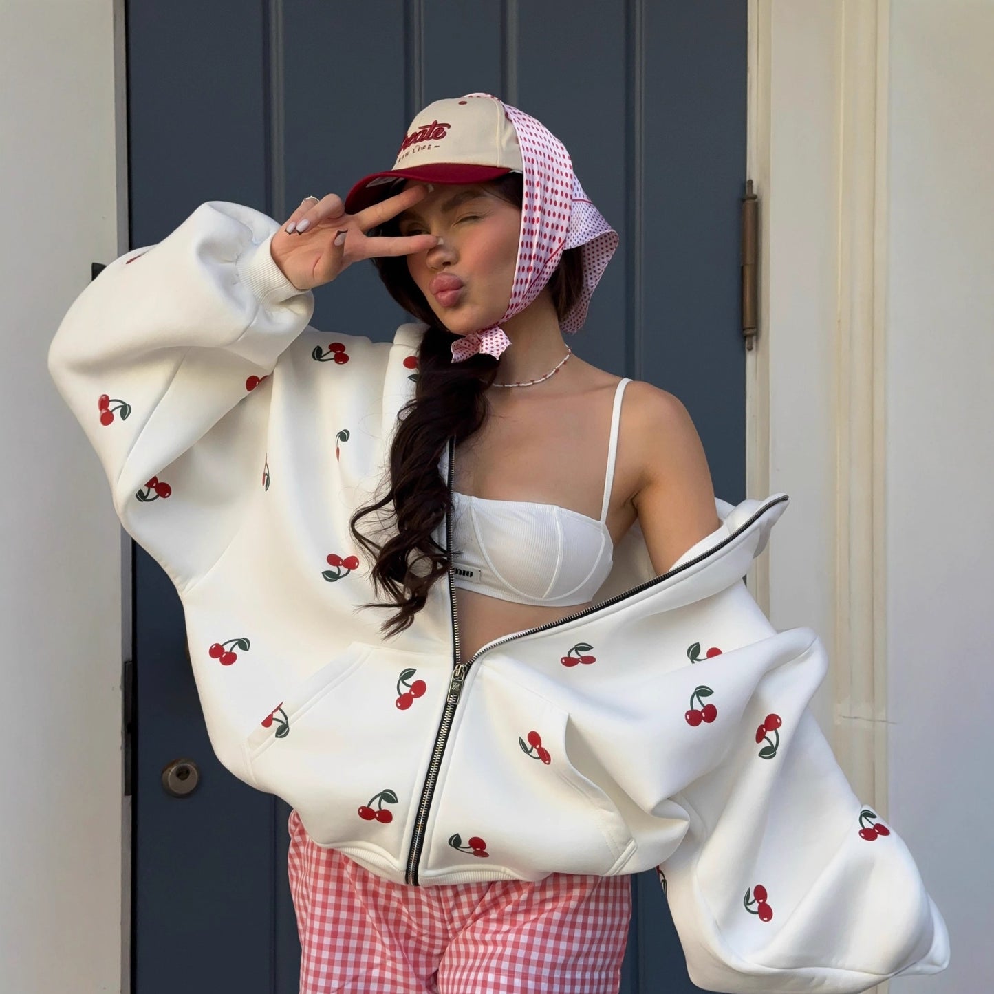 Women's Loose Idle Fashion Cherry Print High-grade Sweaters