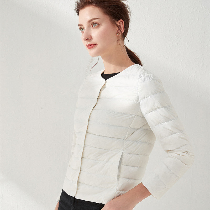 Women's Neck Slim Fit Large Collarless Long Jackets