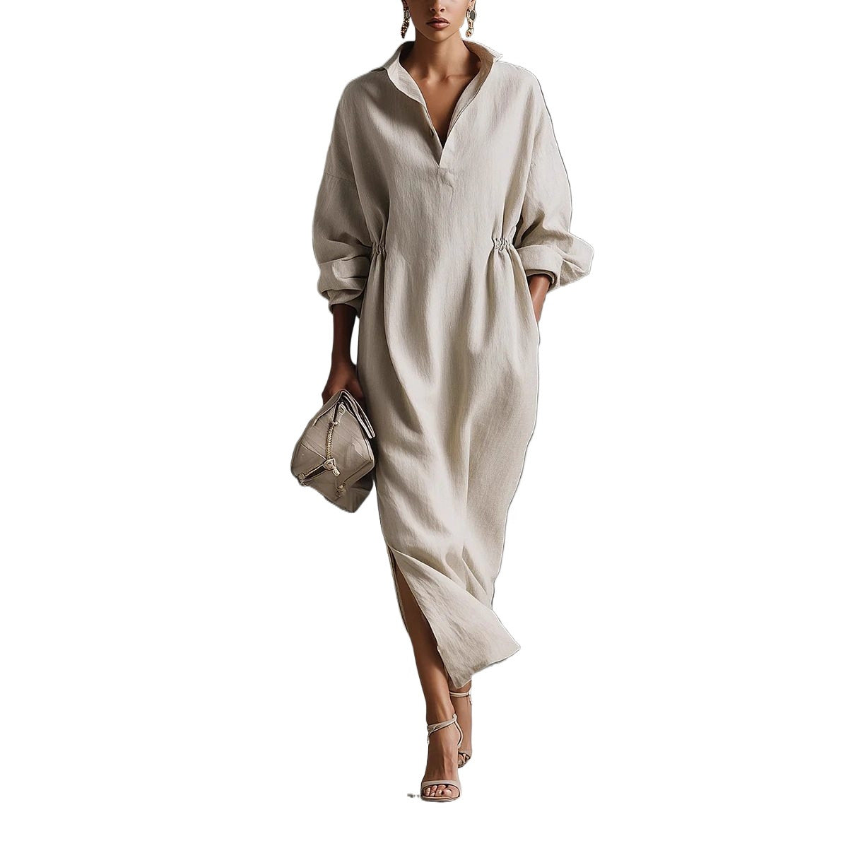 Women's Sleeve Lapel Casual Fashion French Style Elegant Dress