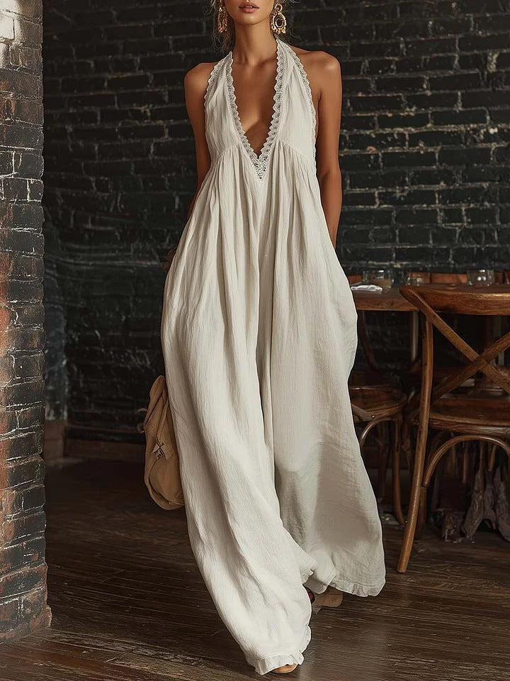 Casual Elegant Comfortable Lace Loose Linen Jumpsuits