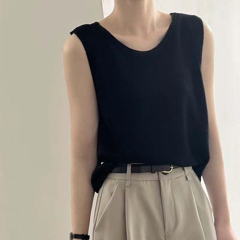 Women's Casual Loose Slimming Sleeveless Outerwear Solid Women's Vest