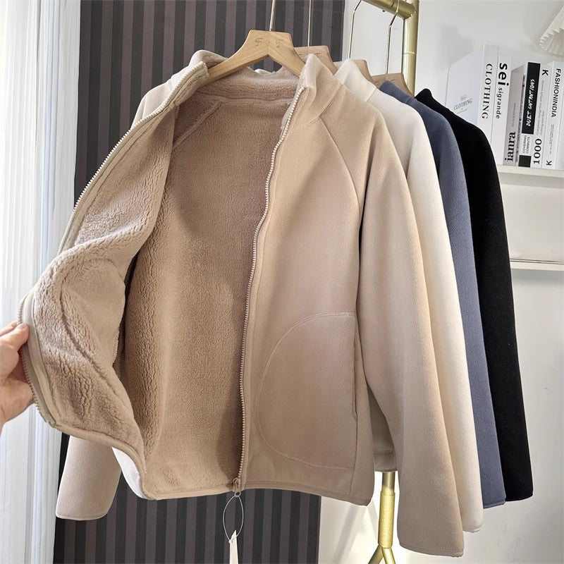 Women's Thickened Couple Composite Polar Fleece Brushed Sweaters