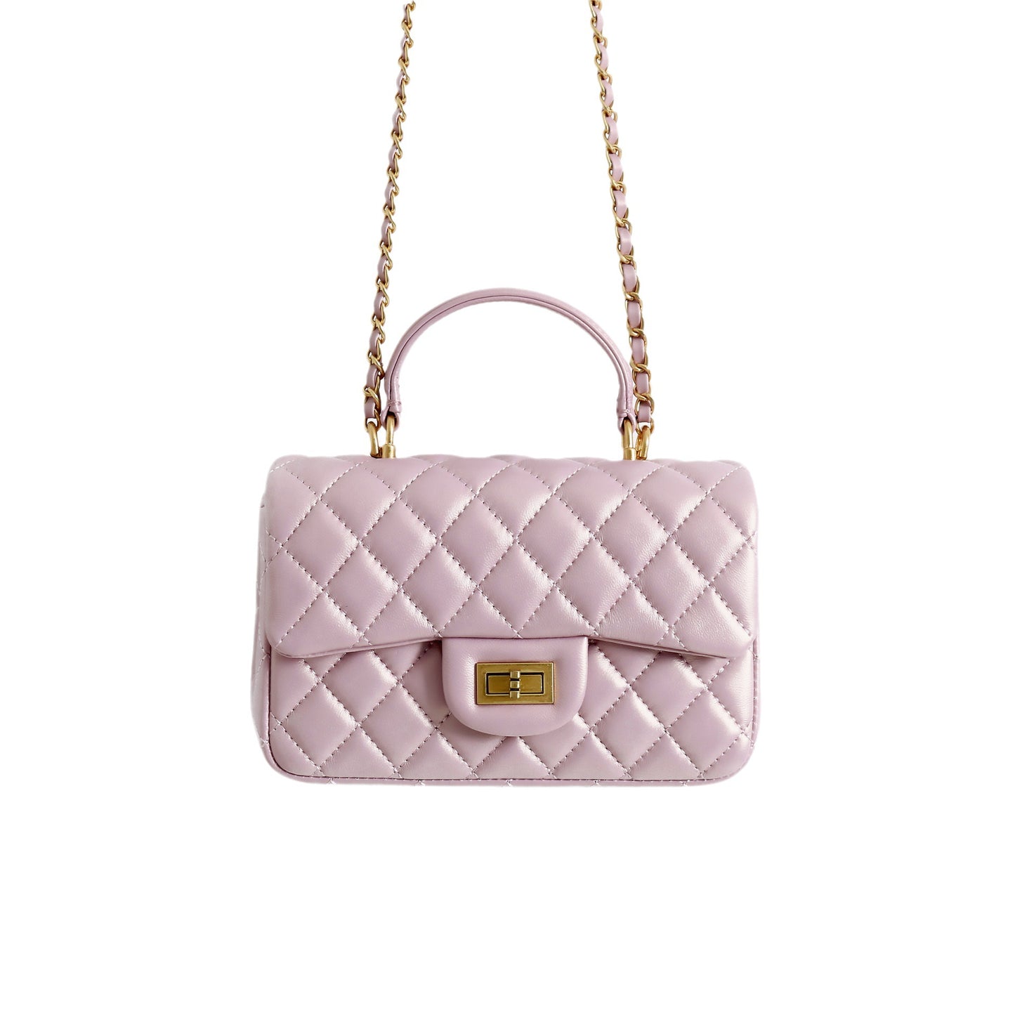 Women's Portable Diamond Pattern Trendy Genuine Leather Sheepskin Bags