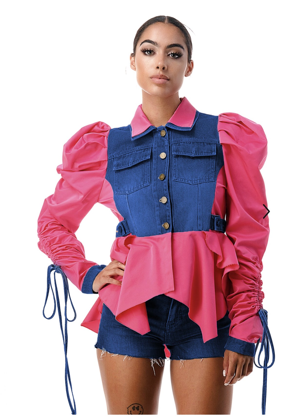 Pretty Unique Trendy Women's Patchwork Denim Small Suit