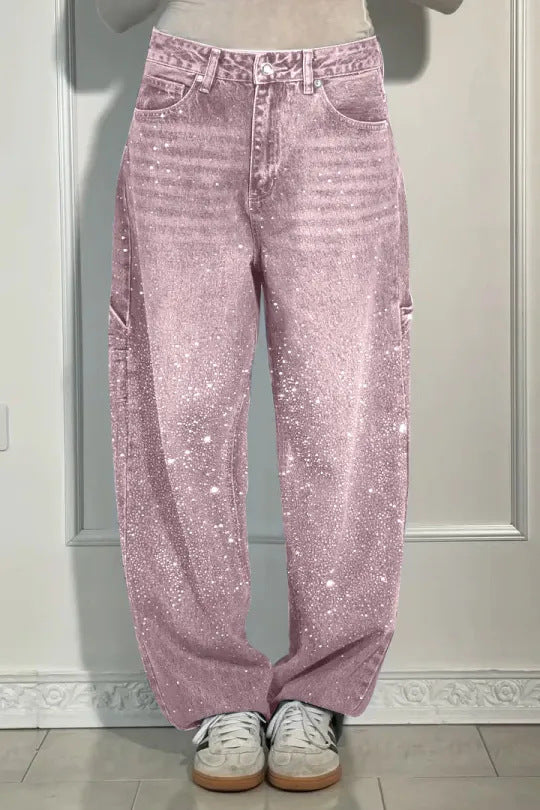 Women's Cool Fashion Starry Rhinestone Casual Jeans