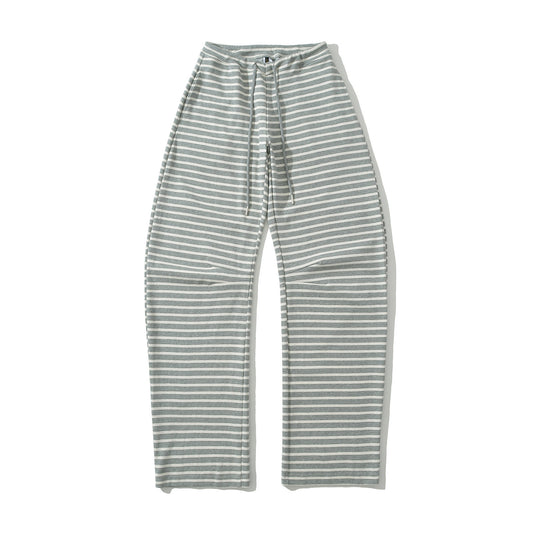Korean Style Lazy Striped Banana Early Spring Loose Elastic Pants