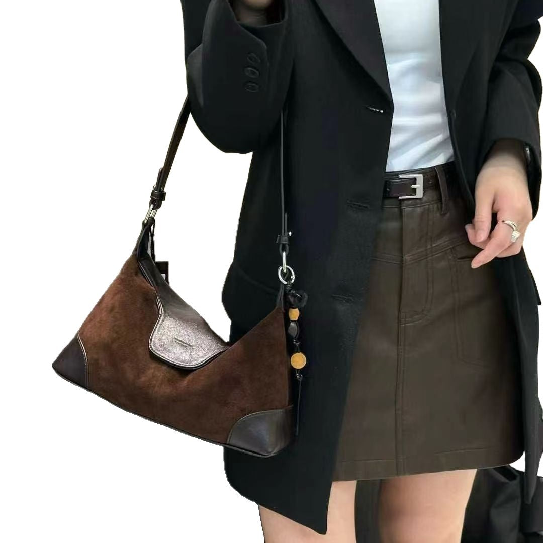 Women's High-grade Contrast Color Matte Leather Underarm Crossbody Bags