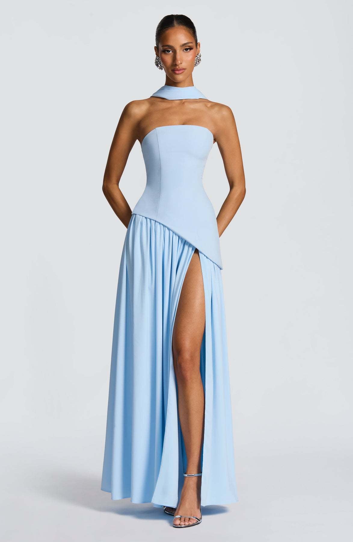 Women's Tube Pure Color Split Dress Fashion Sexy Dresses