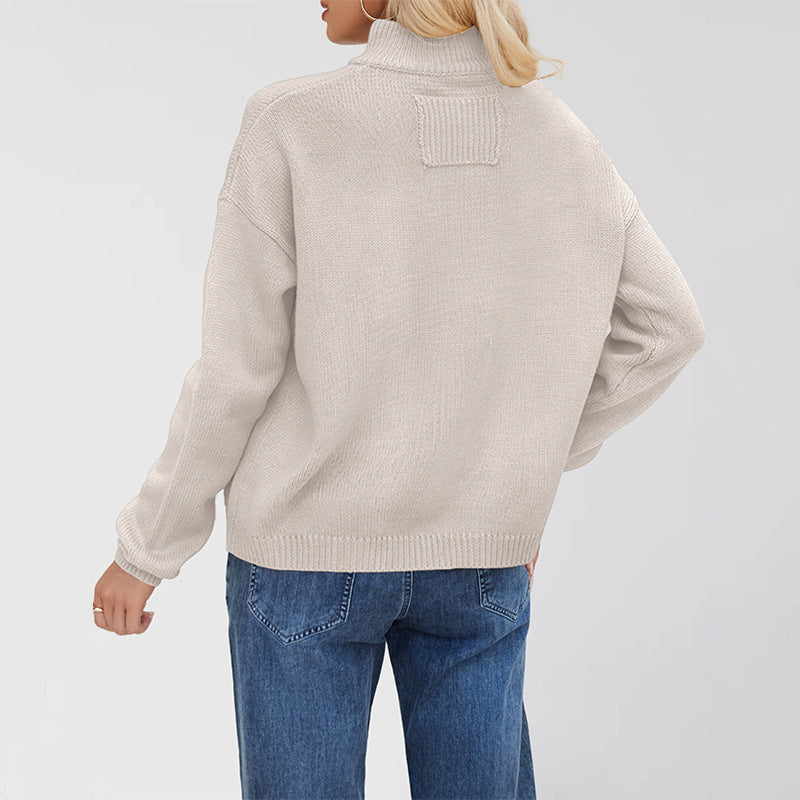 Classy Versatile Knitted Standing Collar Button Sweaters