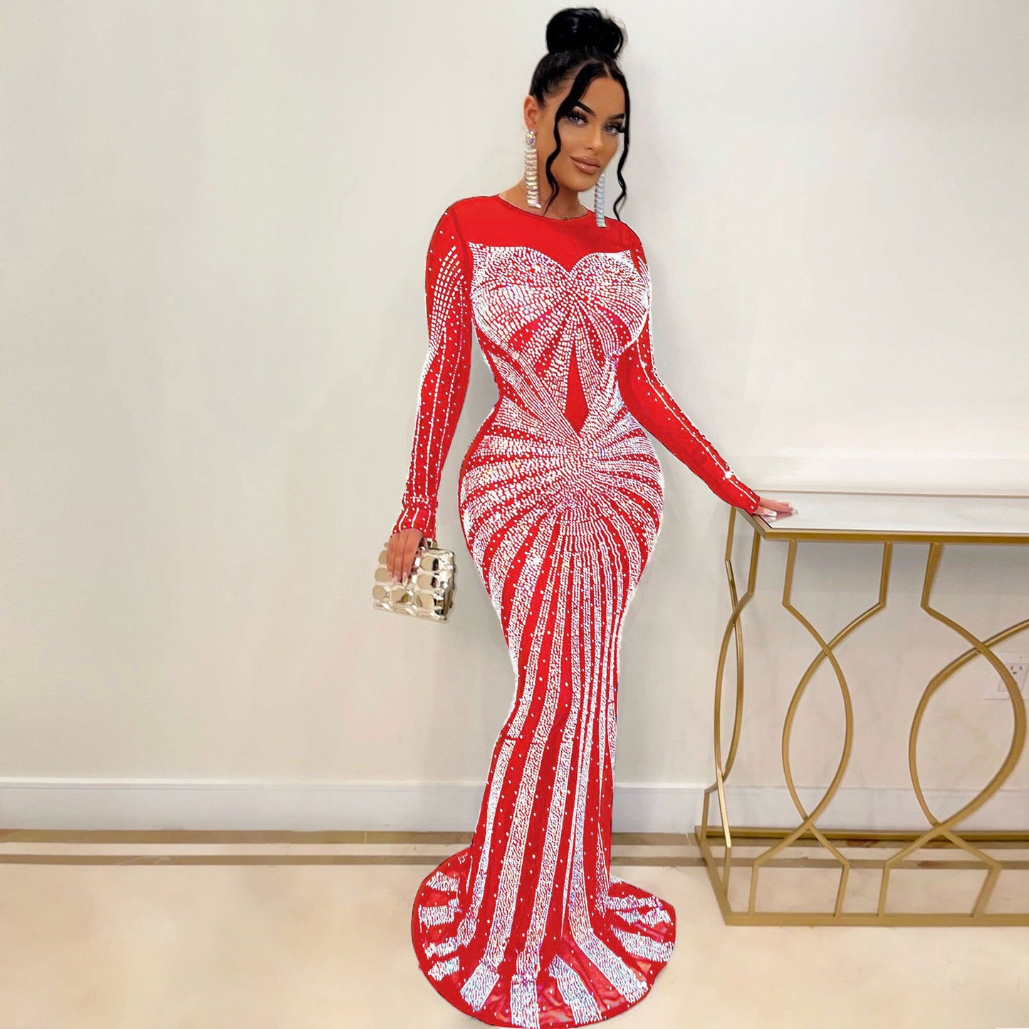 Sexy Rhinestone Mop Dress Nightclub Uniforms Dresses