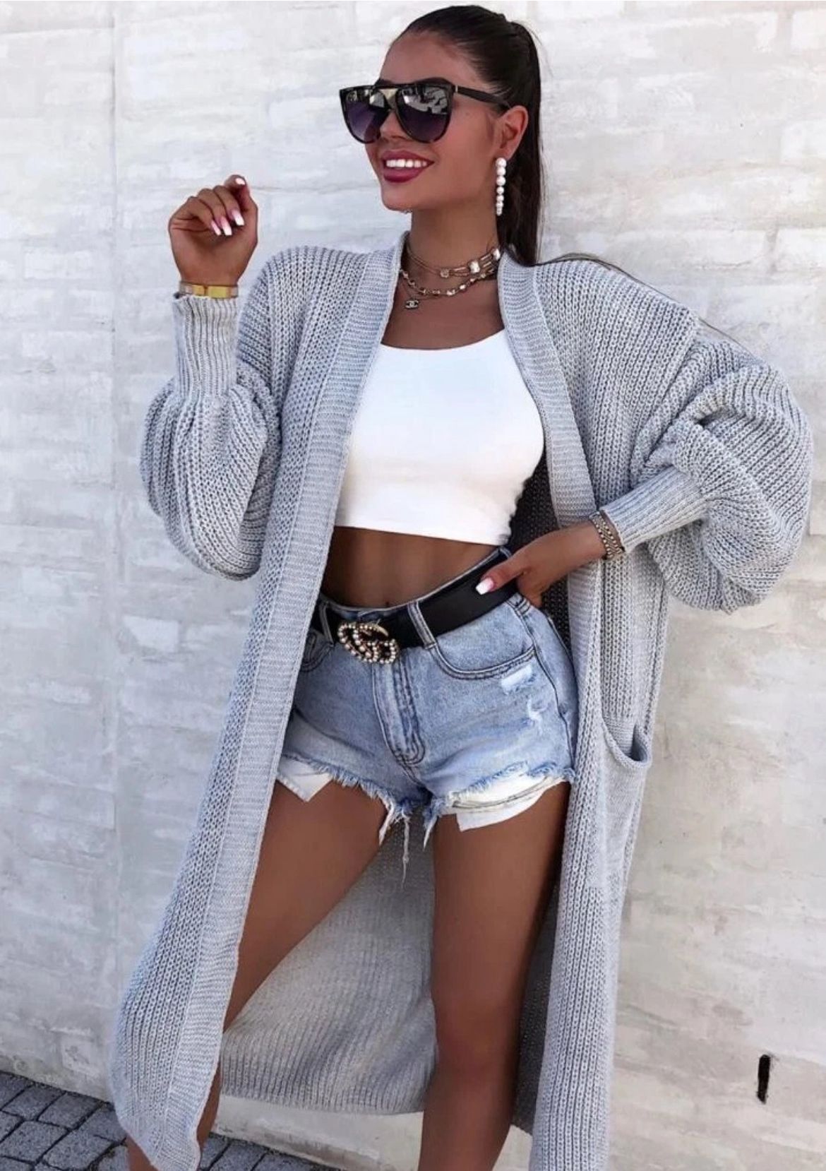 Women's Loose Long Lantern Sleeve Pocket For Knitwear