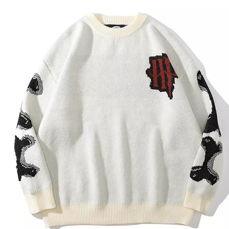 Style Skeleton Street Loose Round Neck Knitwear