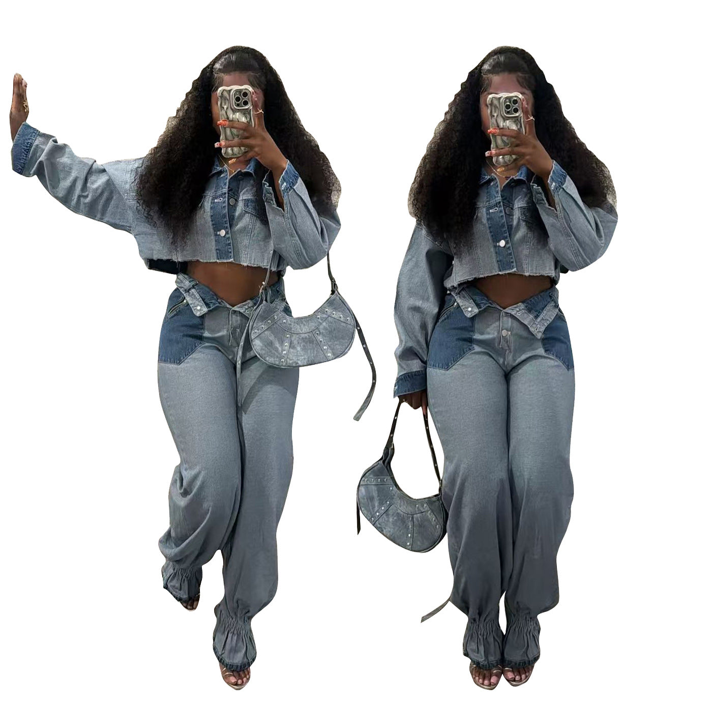 Women's Unique Charming Casual Multicolor Denim Suits