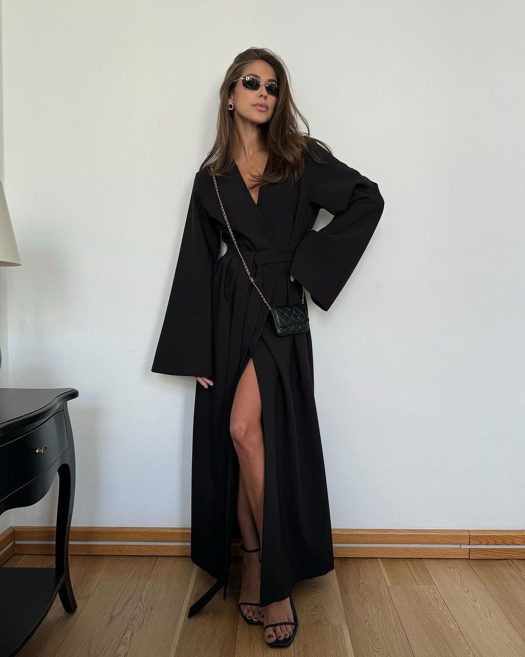 Women's Elegant Long Slit Sleeve Dress Solid Dresses