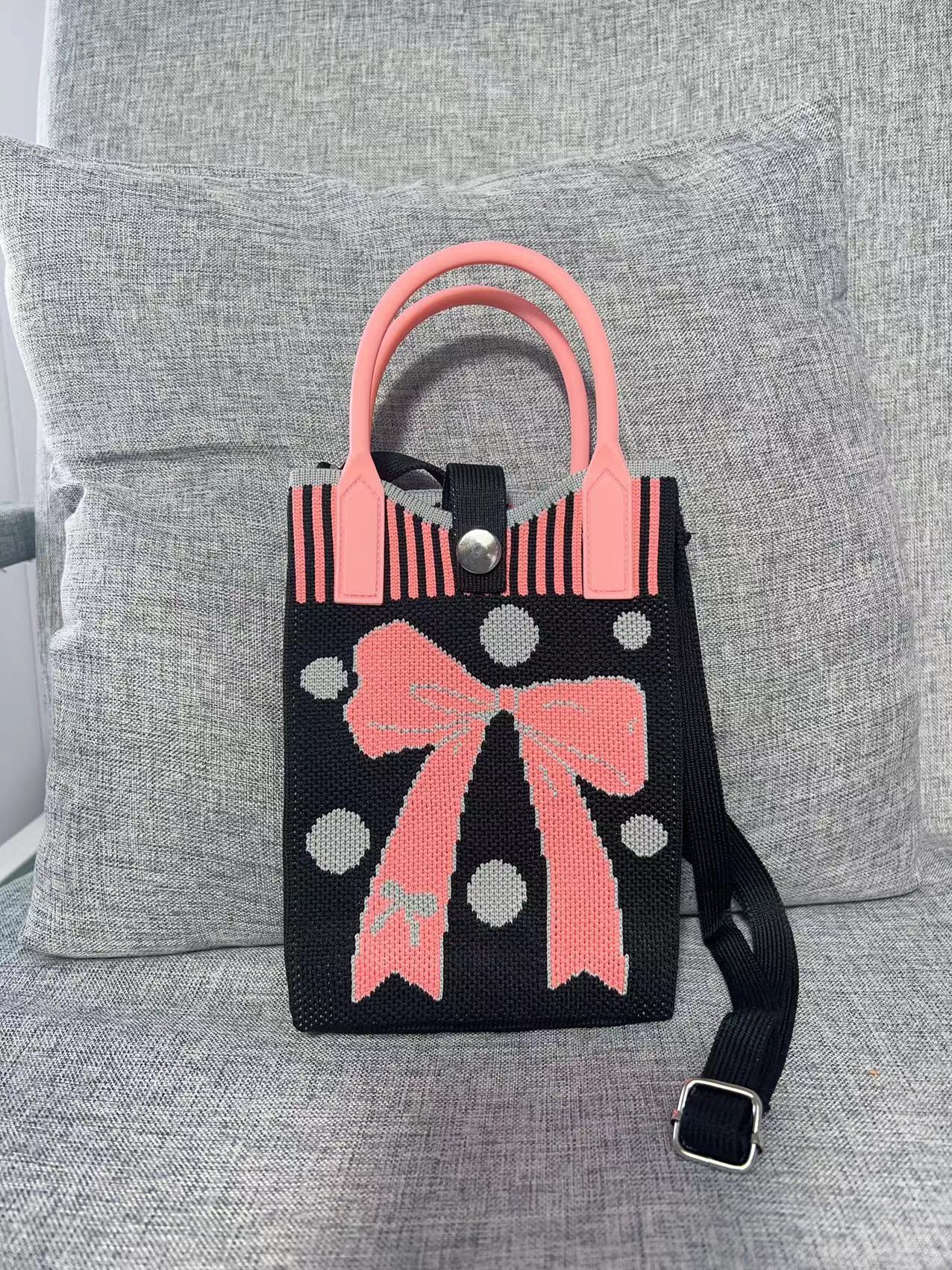 Summer Cartoon Mobile Wool Knitted Adjustable Bags