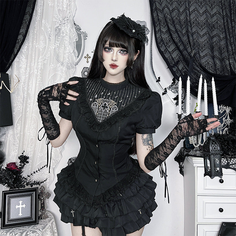 Embroidered Autumn Dark Style Punk Hot Blouses