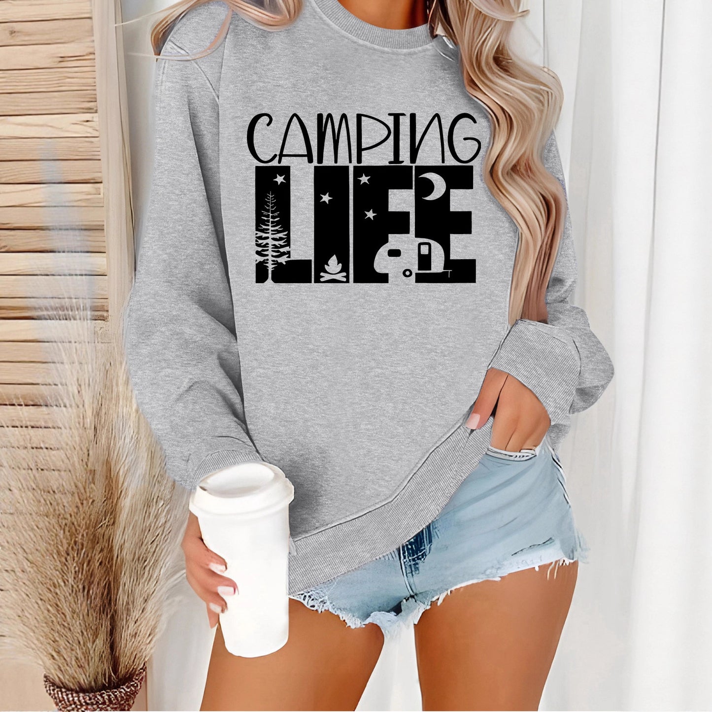 Women's Neck Letter Print Casual Long Sleeve Women's Sweater, Sweater