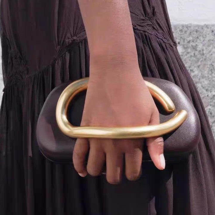 Elegant Women's Spring Golden Pearlescent Effect Evening Bags