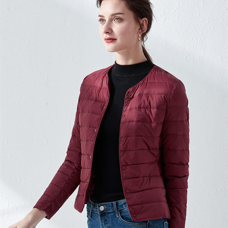 Women's Neck Slim Fit Large Collarless Long Jackets