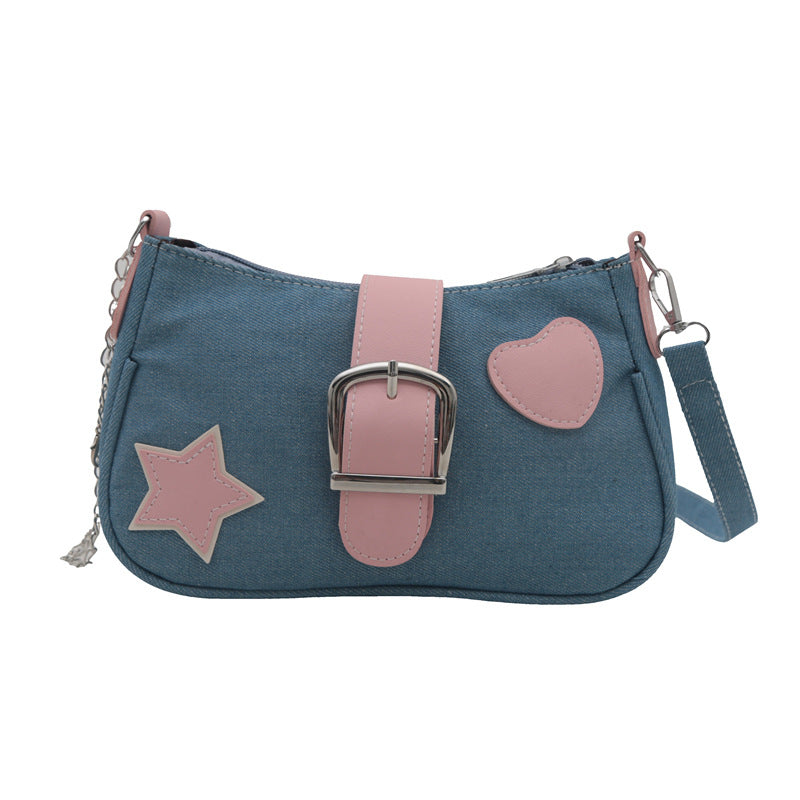 Five-pointed Star One Female Denim Autumn Shoulder Bags