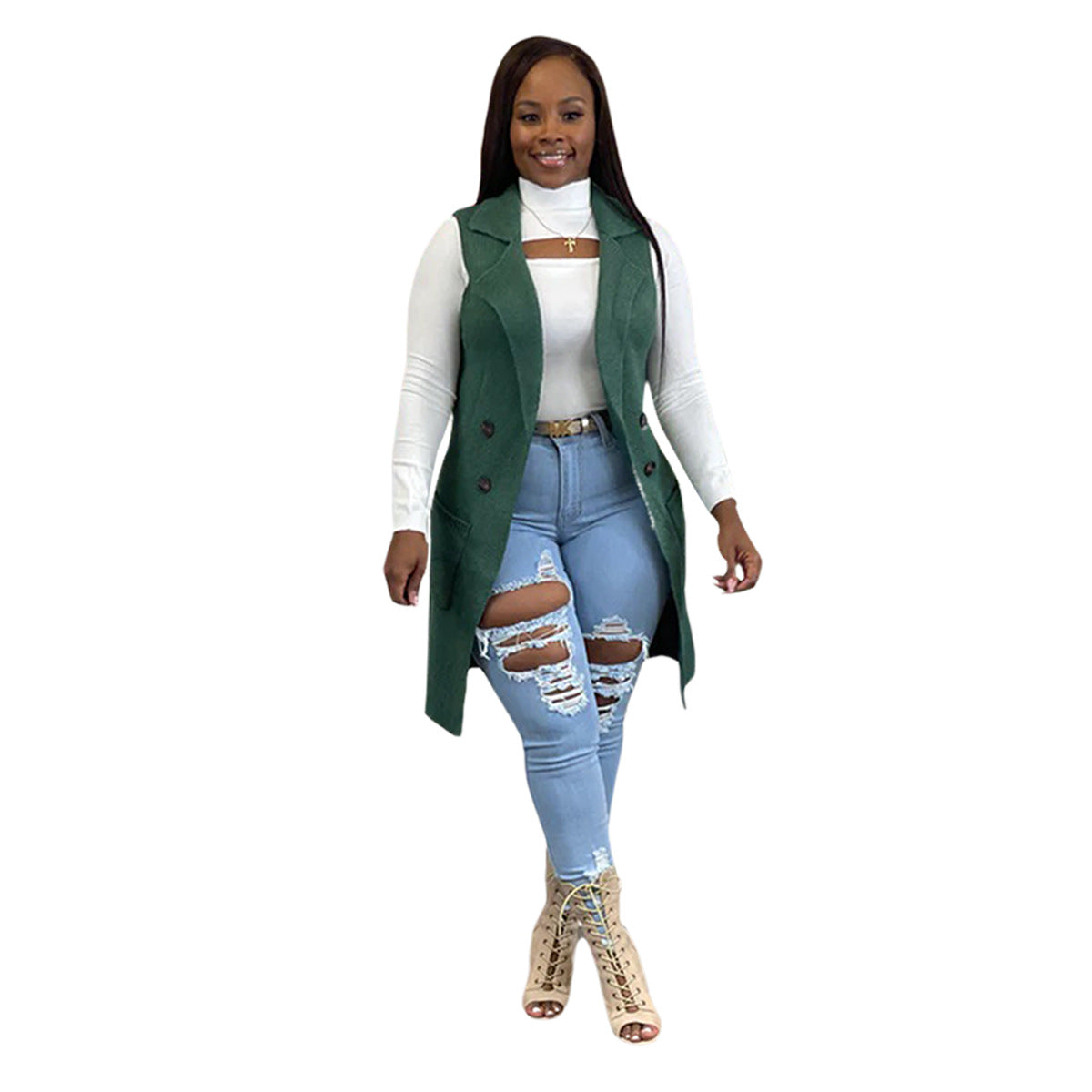 Women's Casual Solid Color Sleeveless Knit Sweaters