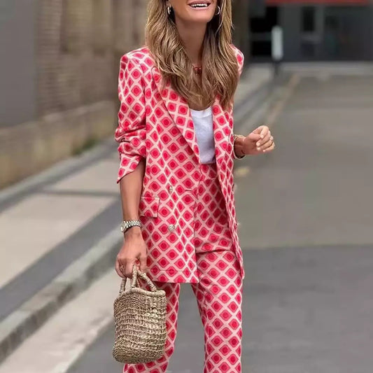 Women's Digital Printing Bohemian Long-sleeved Trousers Suits