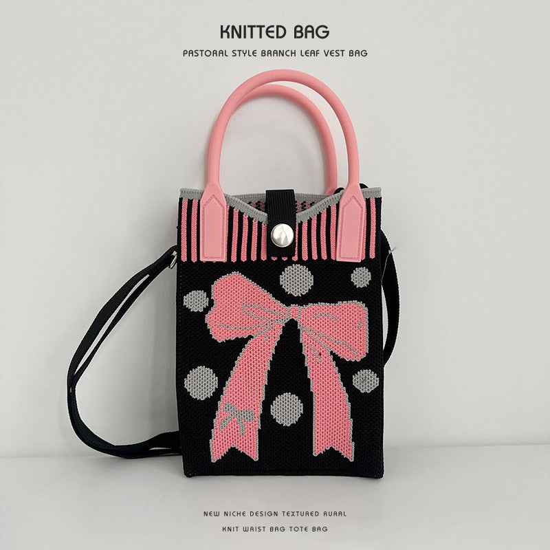 New Stylish Cartoon Knitted Adjustable One Handbags