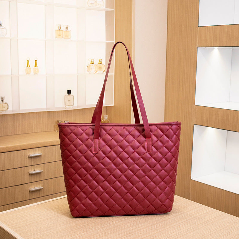 Women's Rhombus High Texture Large Capacity Commuter Tote Bags