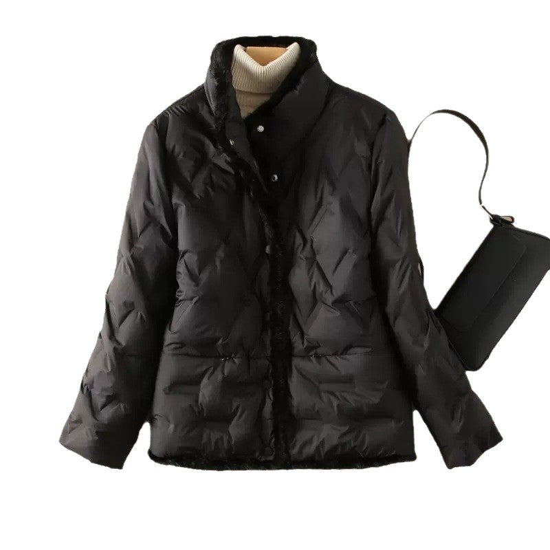 Women's Mink Fur Down Stand Collar Lightweight Jackets
