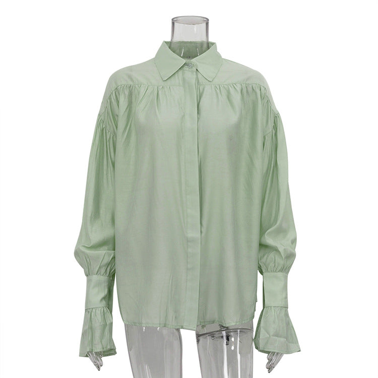Women's Autumn Fashion Loose Temperament Polo Collar Blouses