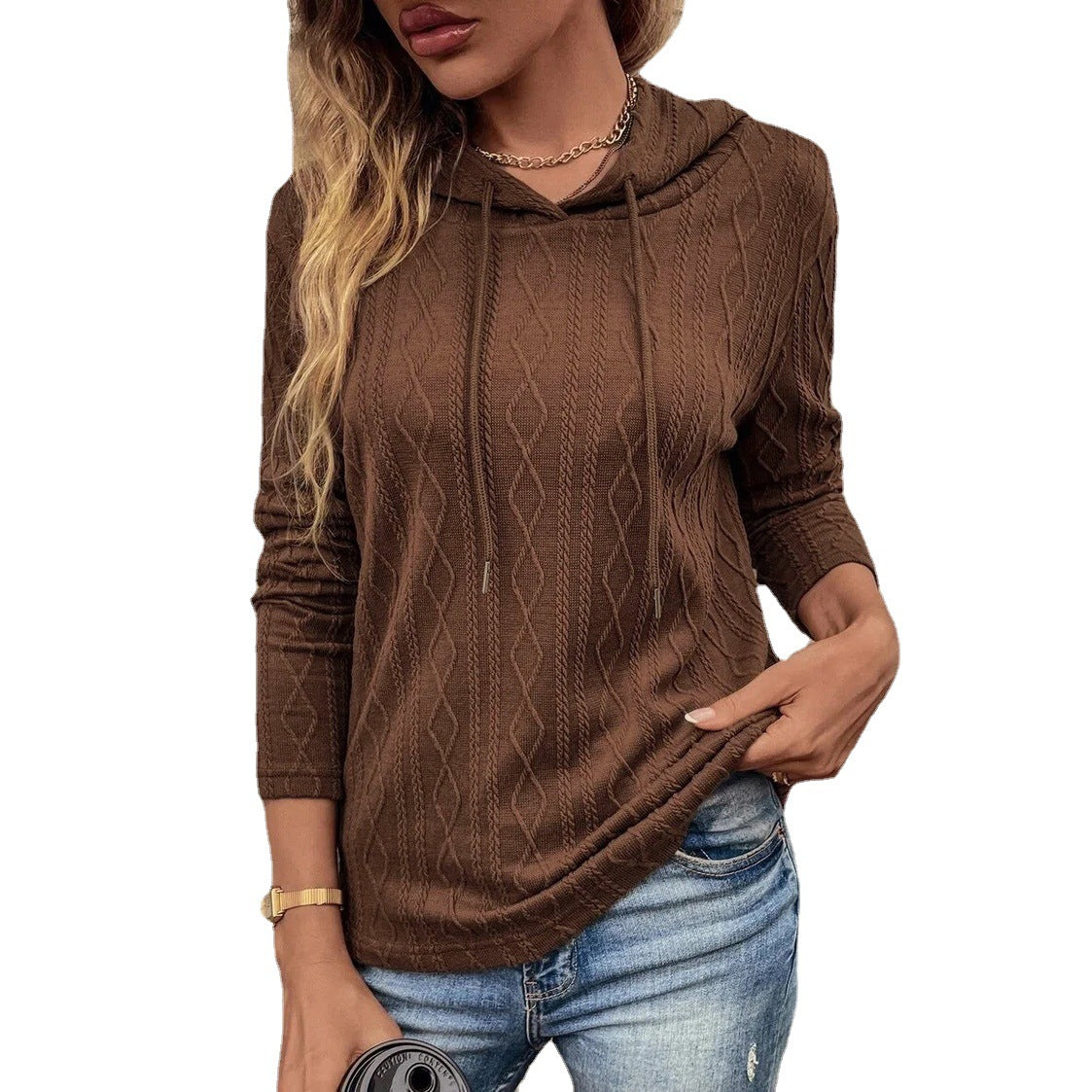 Women's Solid Color Casual Long Sleeves Hooded Women's Sweater, Sweater