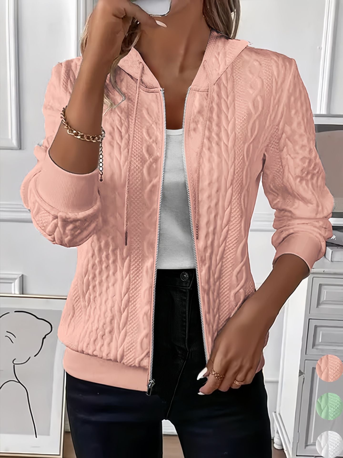 Women's Solid Color Long Sleeve Knitted Zipper Women's Sweater, Sweater