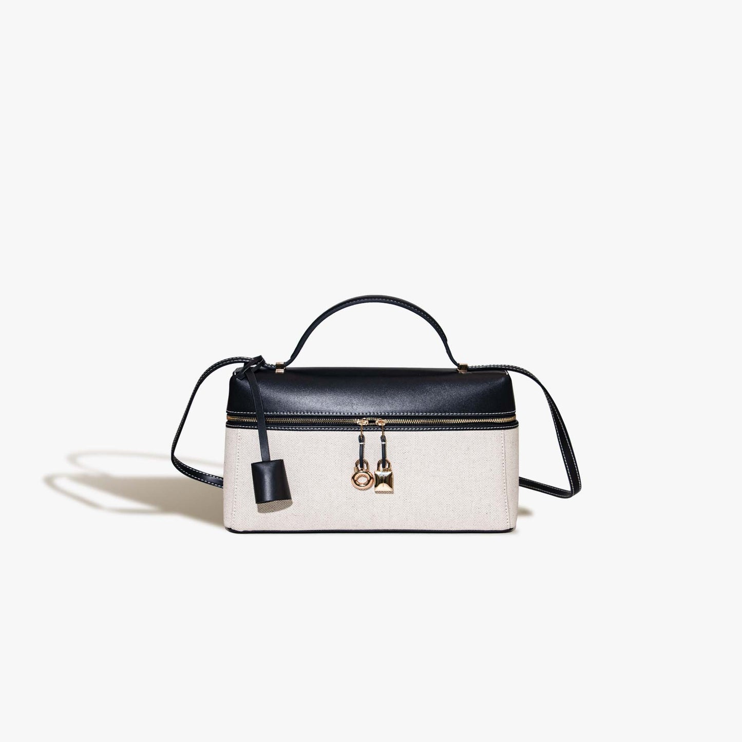 Women's Summer Cowhide With Canvas Lunch Small Square Bags