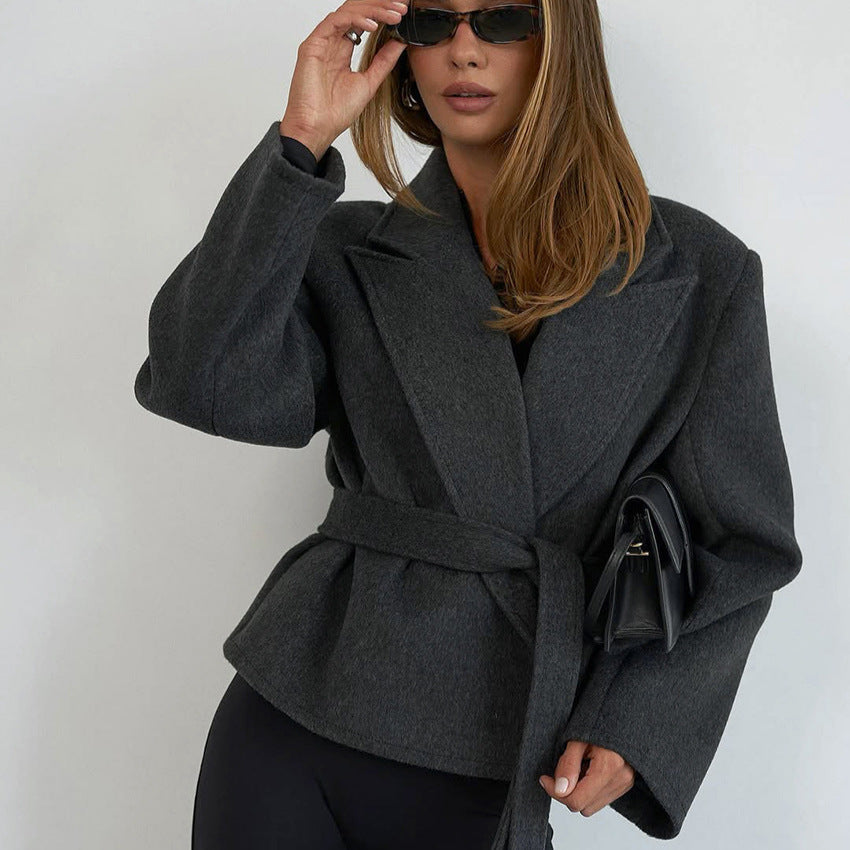 Women's Casual Fashion High-grade Waist Woolen Blazers