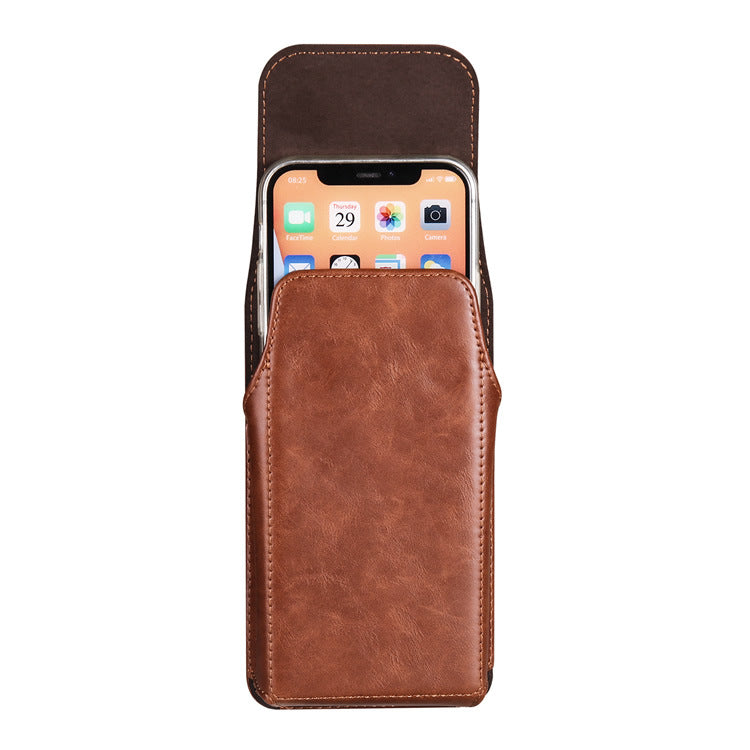 Vertical Magnetic Snap Wrist Hanging Leather Male Elderly Phone Bags