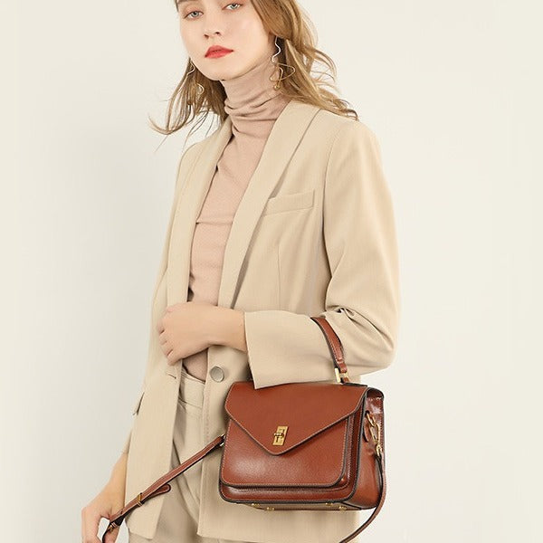 Women's Genuine Leather Vegetable Tanning High-grade Simple Fashion Elegant Crossbody Bags