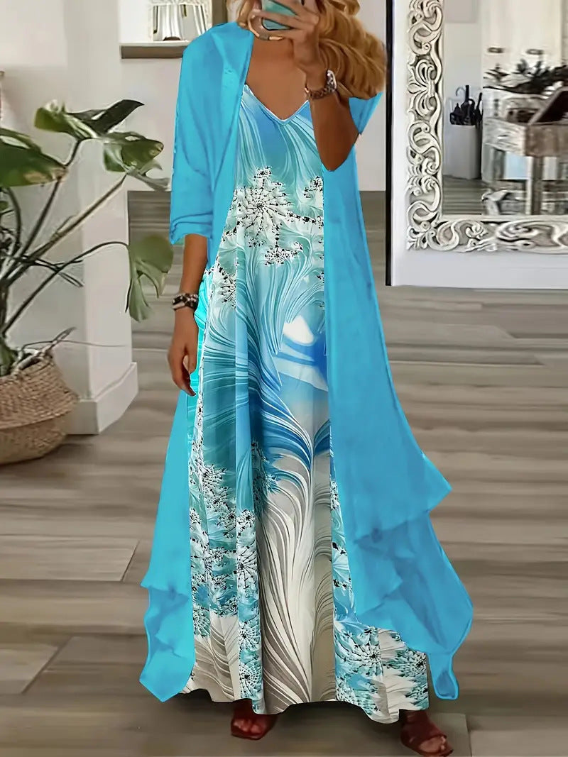 Summer Long Sleeve Loose Floral Totem Dress