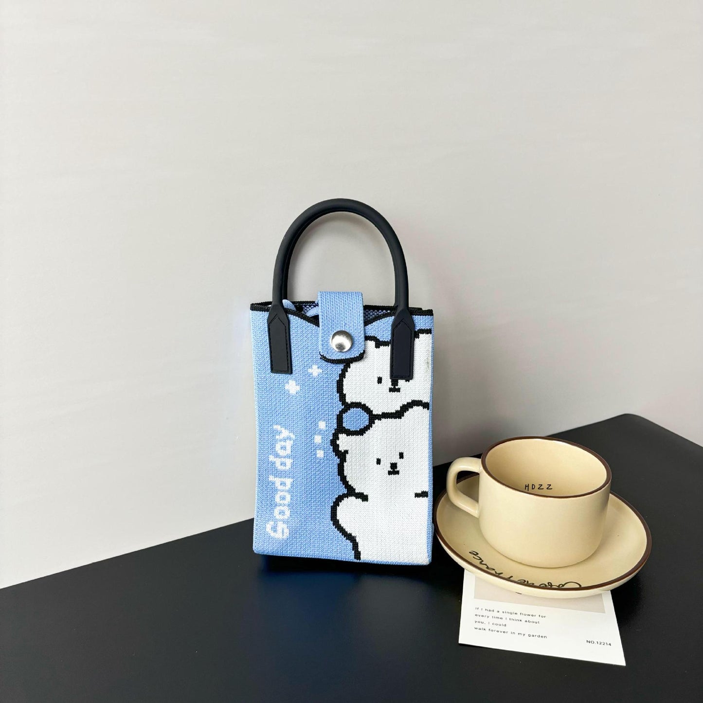 High Sense Mobile Cartoon Knitted Dopamine Bags
