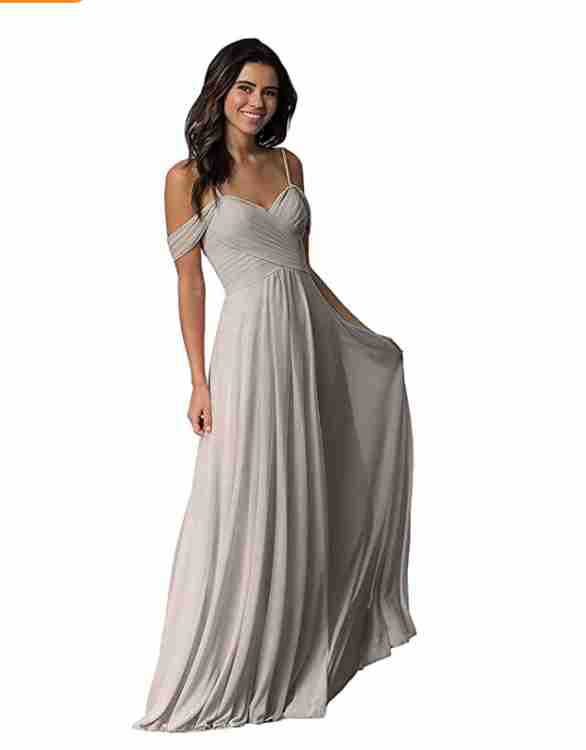 Women's Ruffled Bridesmaid Dress Long Gown Formal Wedding Dresses