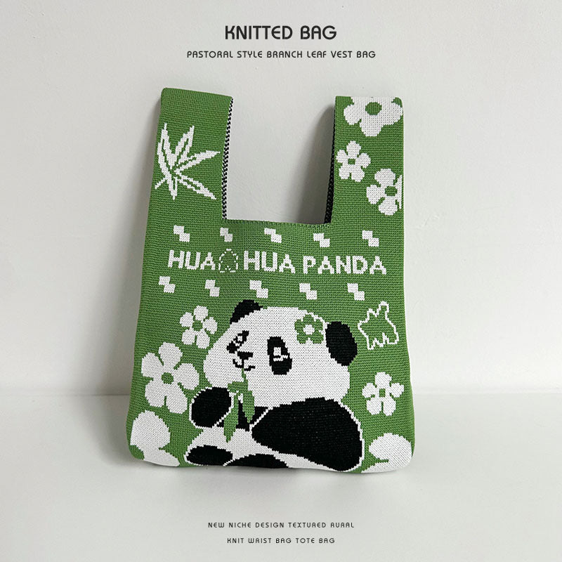 Female Cute Panda Cartoon Mobile Storage Handbags