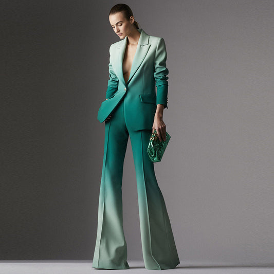 Fashionable Temperament Gradient Color Slim Flared Pants